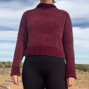 Divided H&M Chenille Magenta Mock Neck Sweater